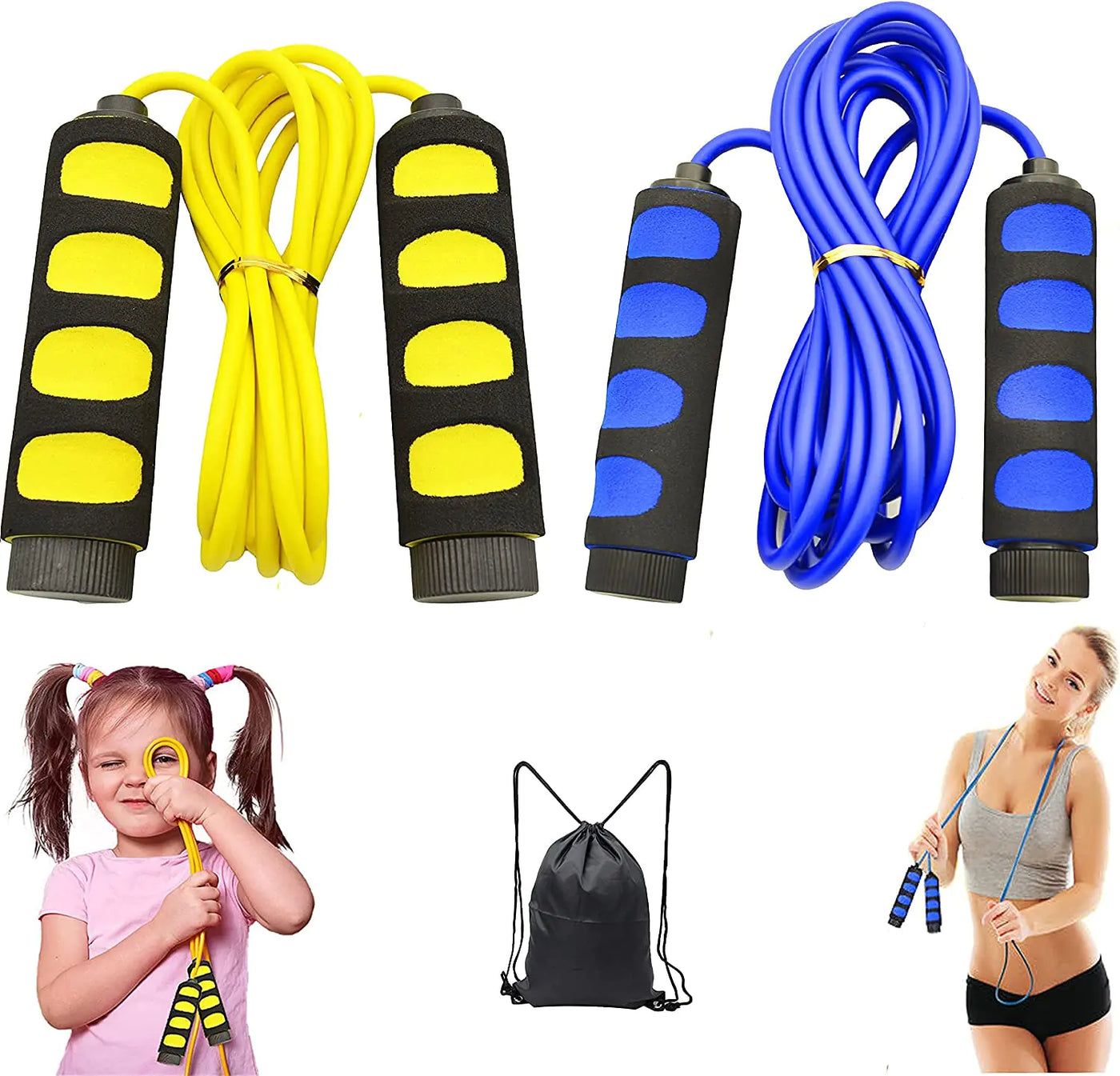 Ponydash Jump Rope Jump Ropes for Kids 2 Pack Kids Jump Rope Lightweight &Adjustable &Durable jumping rope for Fitness-Speed Jump Rope for Women Men Youth Foam Grips Handles for Workout