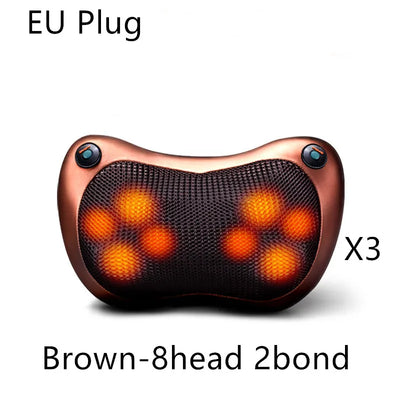 Electric Infrared Heating Kneading Neck Shoulder Back Body Spa Massage Pillow Car Chair Shiatsu Massager